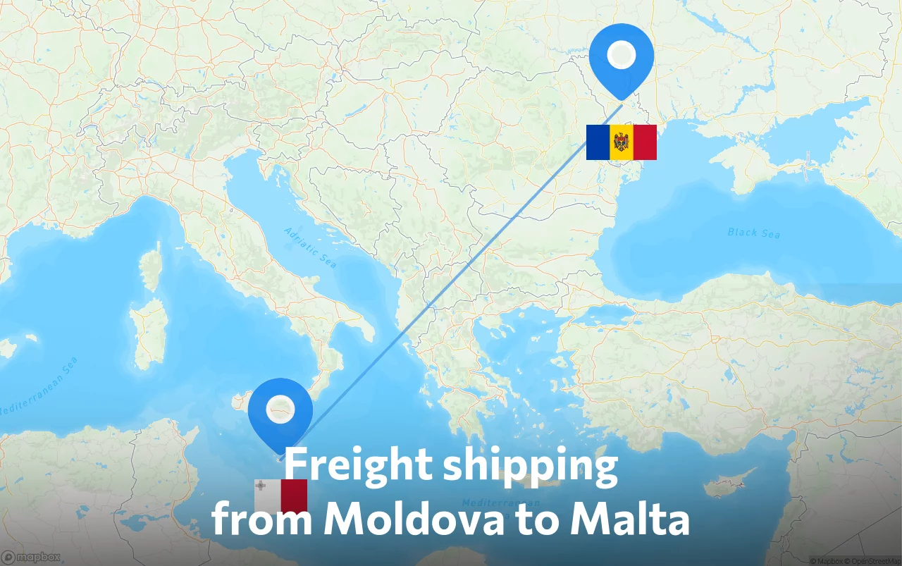 Shipping route from Moldova to Malta