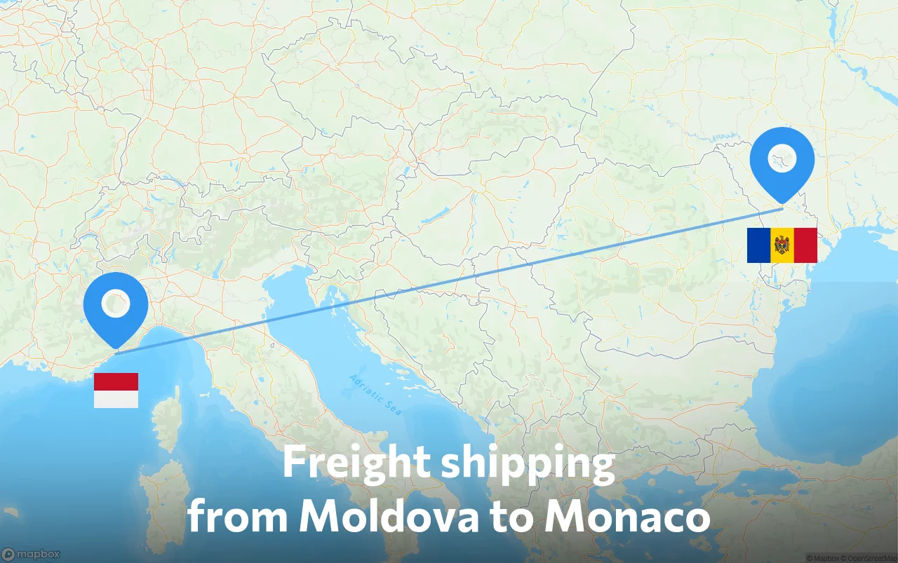 Shipping route from Moldova to Monaco