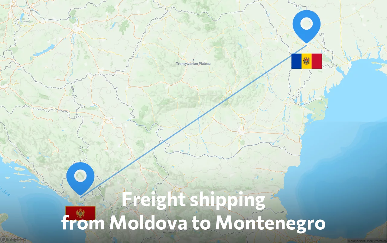 Shipping route from Moldova to Montenegro