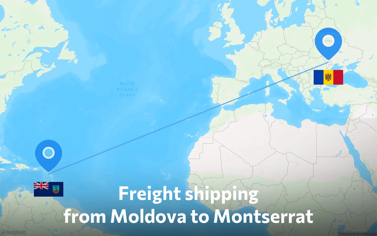 Shipping route from Moldova to Montserrat