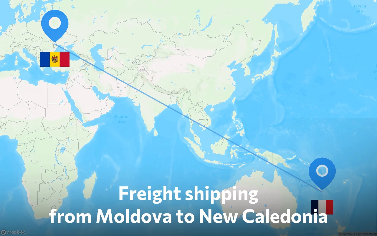 Shipping route from Moldova to New Caledonia