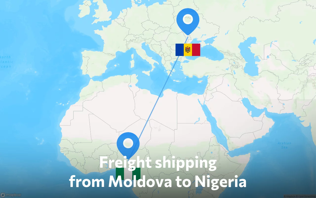 Shipping route from Moldova to Nigeria