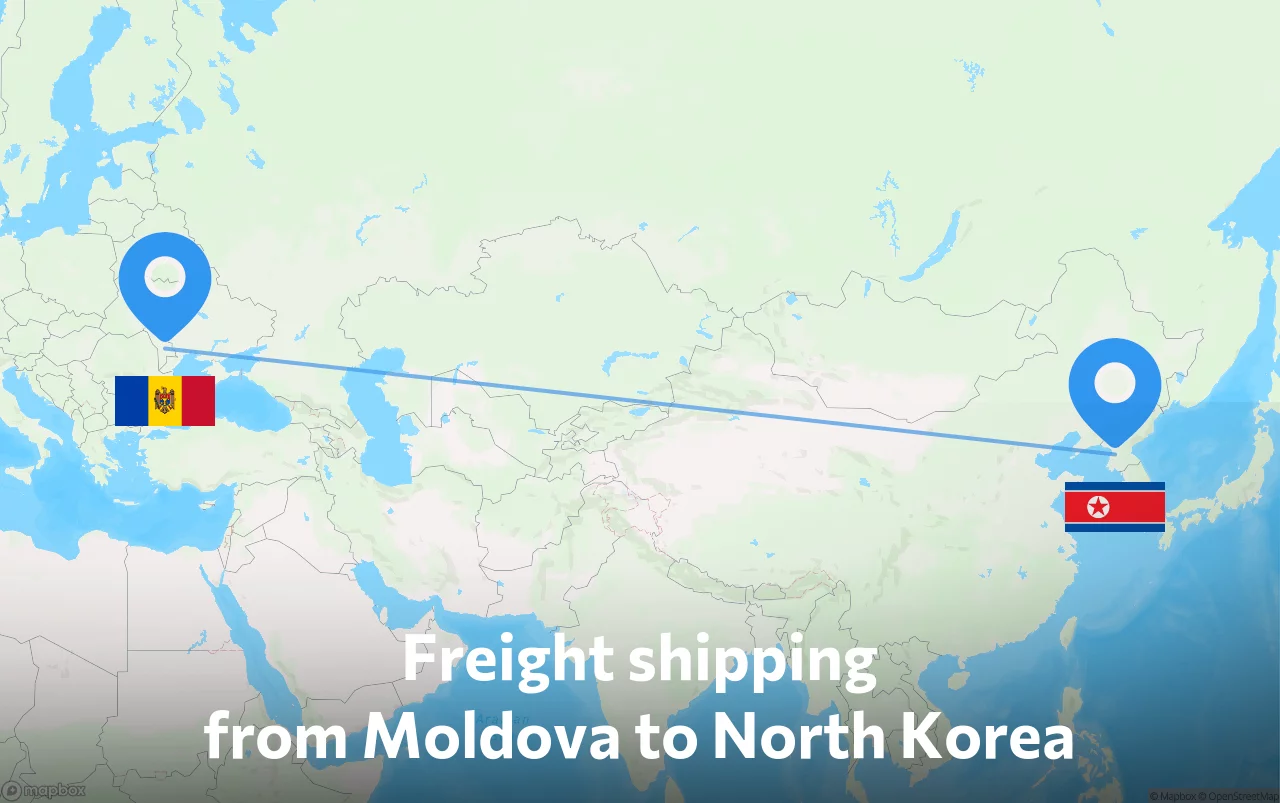 Shipping route from Moldova to North Korea