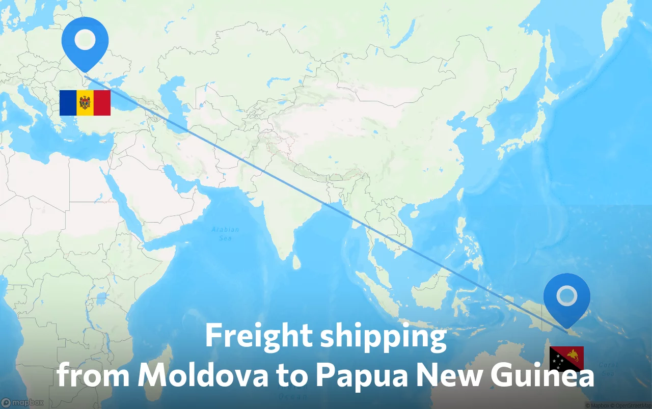 Shipping route from Moldova to Papua New Guinea