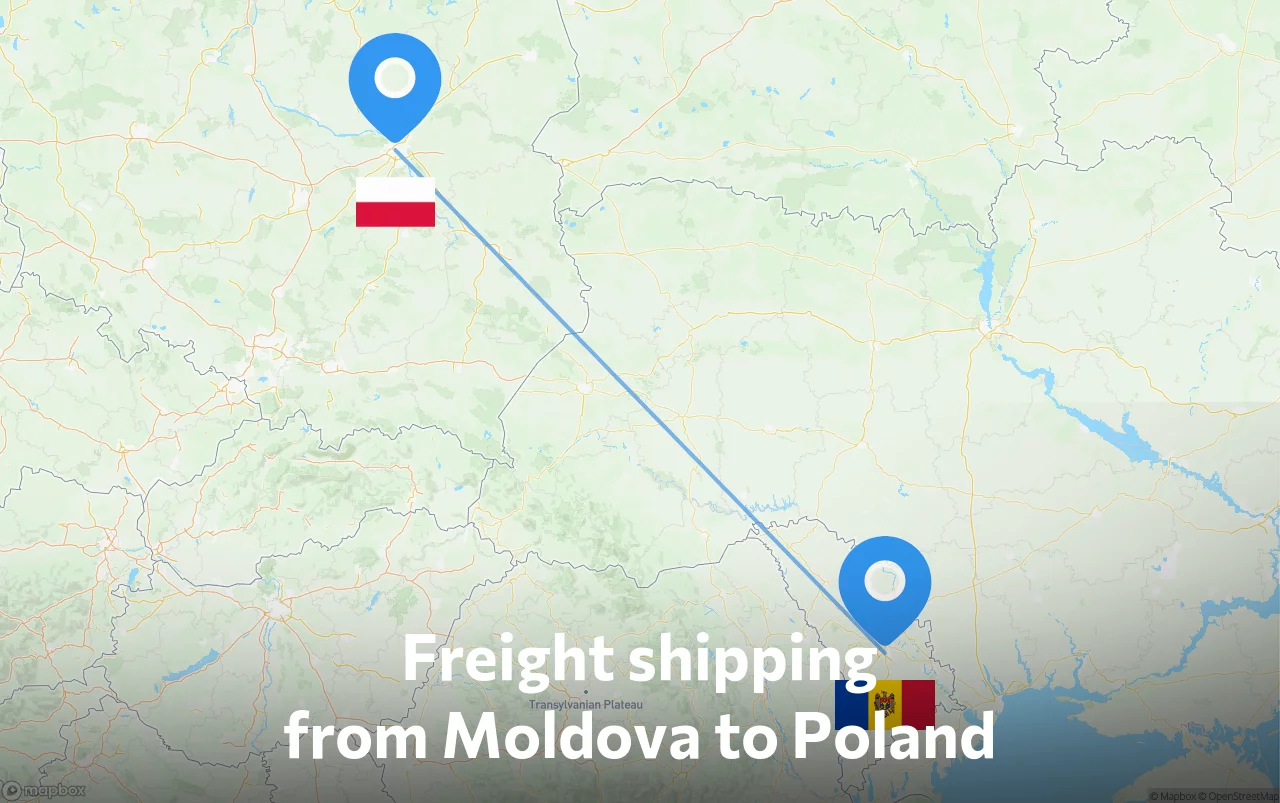 Shipping route from Moldova to Poland