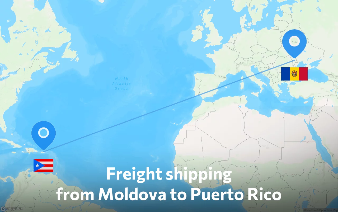 Shipping route from Moldova to Puerto Rico