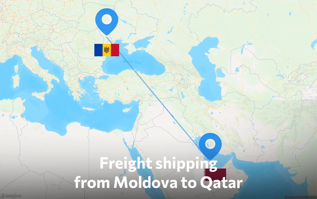 Shipping route from Moldova to Qatar