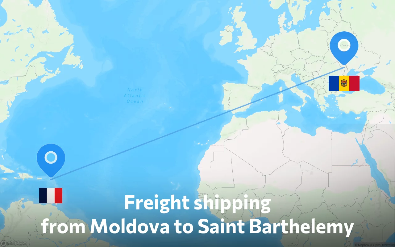 Shipping route from Moldova to Saint Barthelemy