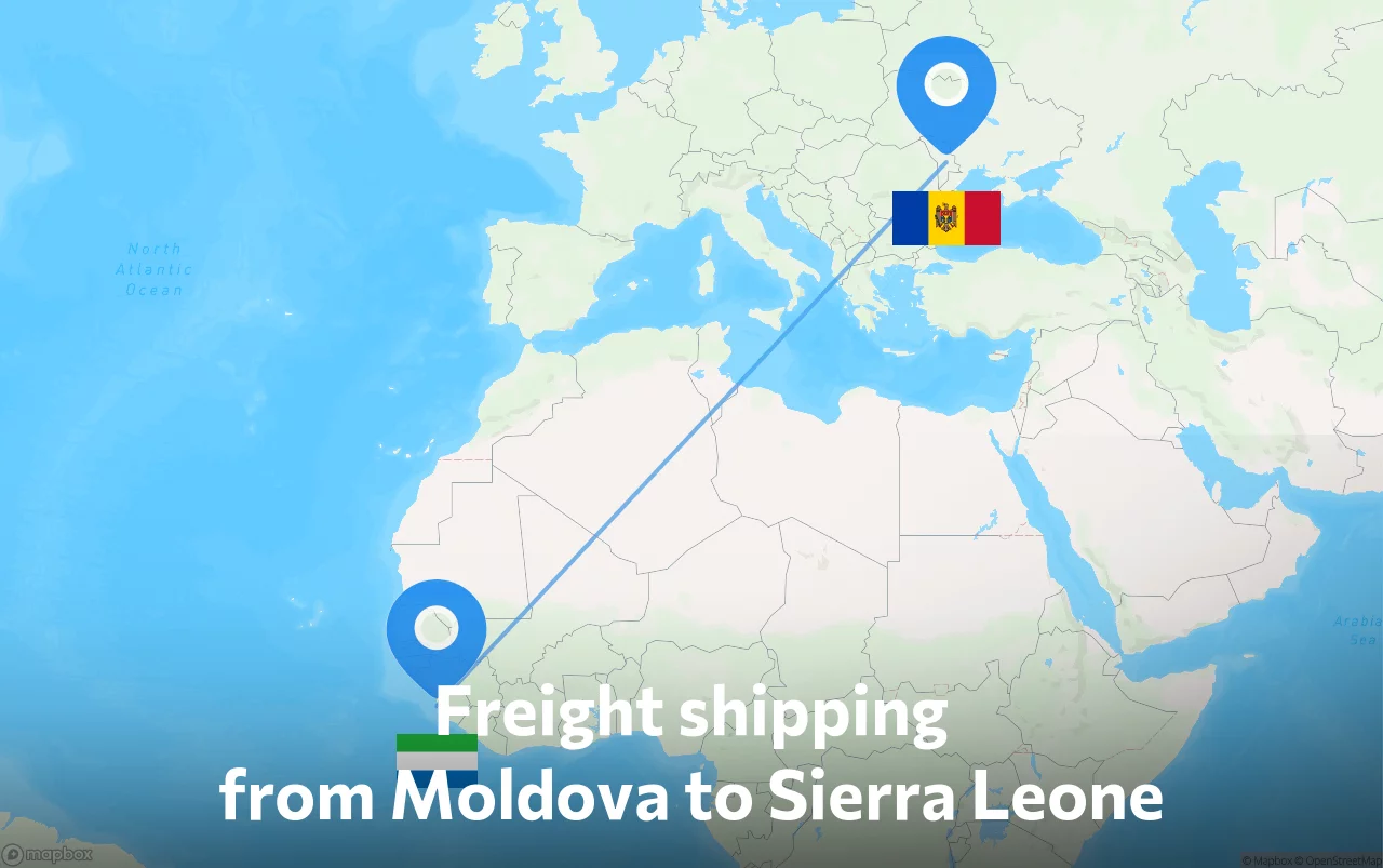 Shipping route from Moldova to Sierra Leone