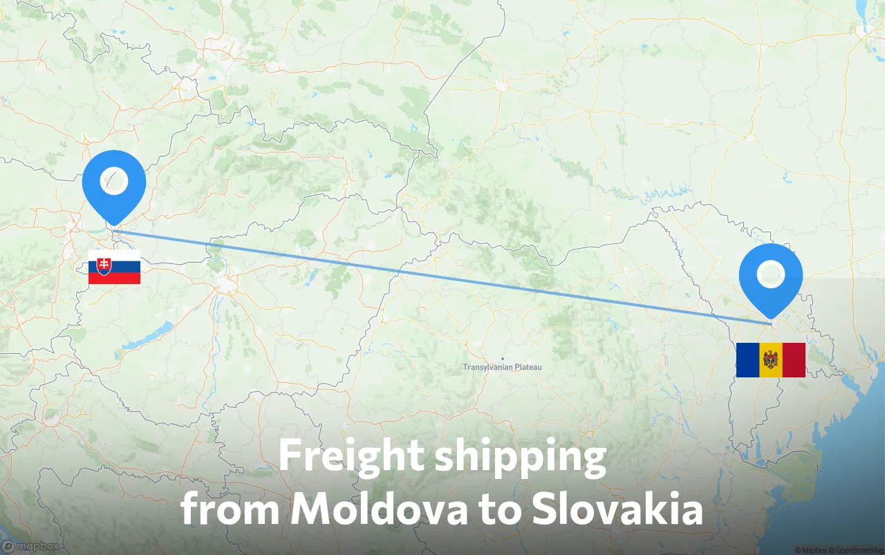 Shipping route from Moldova to Slovakia