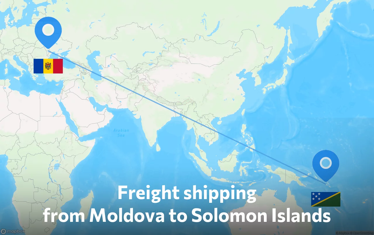 Shipping route from Moldova to Solomon Islands