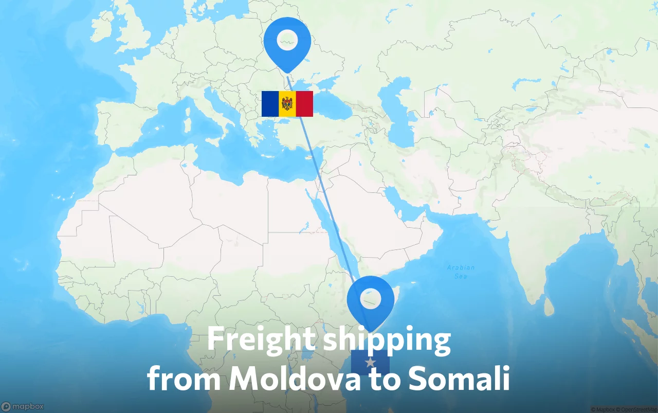 Shipping route from Moldova to Somali