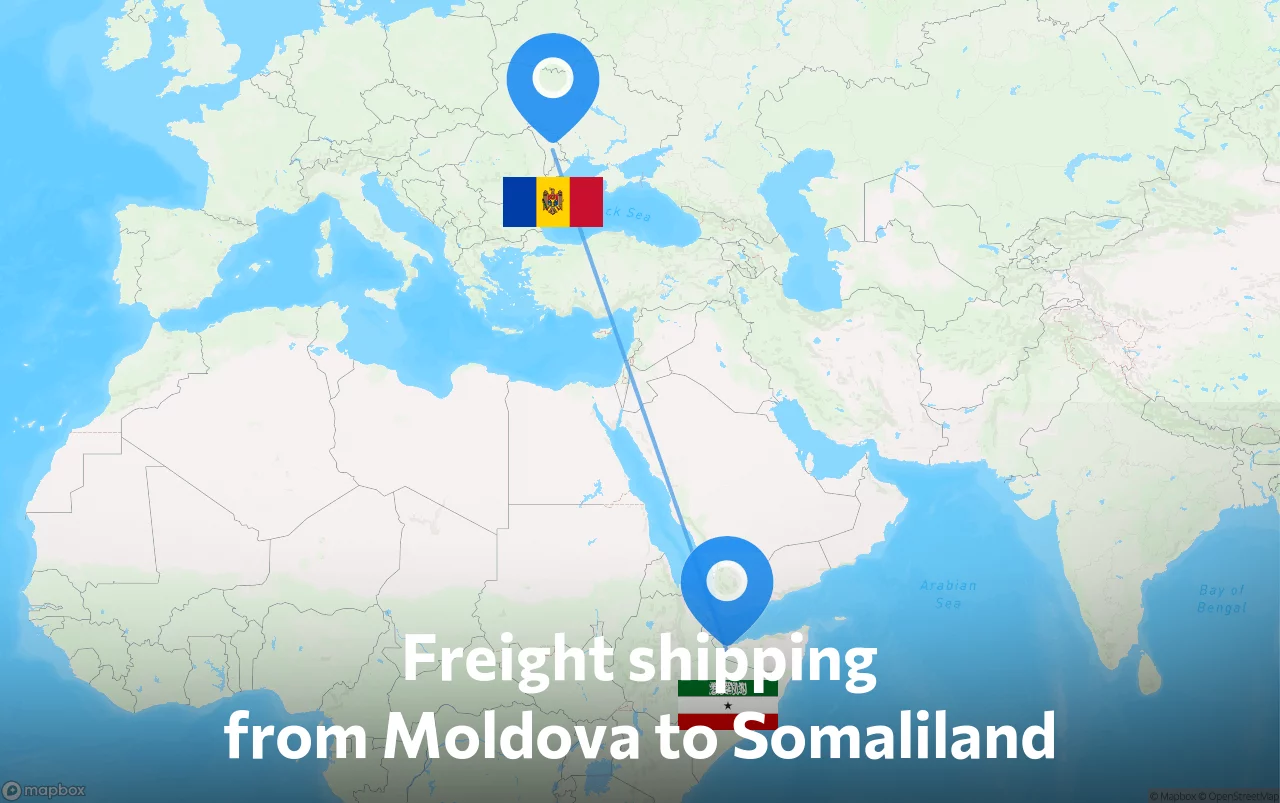 Shipping route from Moldova to Somaliland