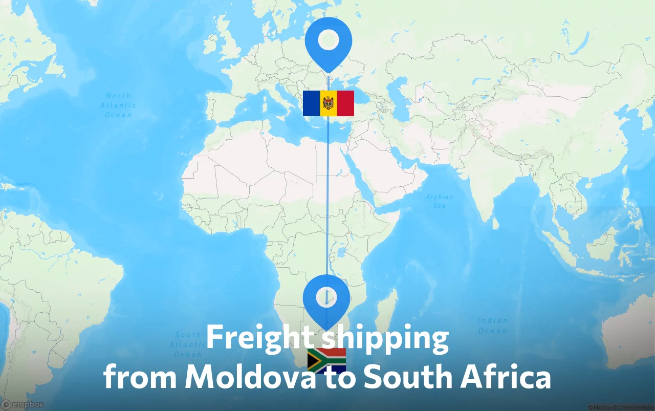 Shipping route from Moldova to South Africa
