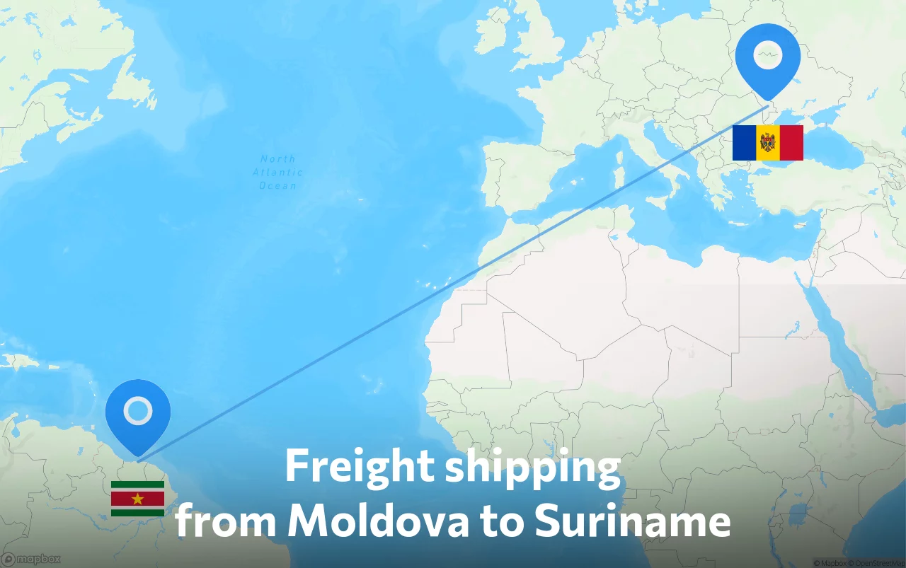 Shipping route from Moldova to Suriname