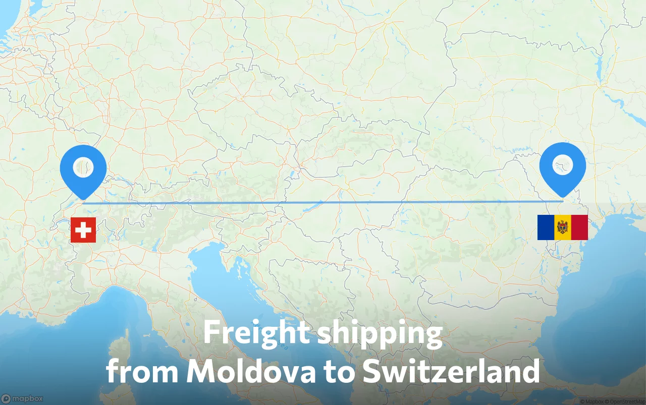 Shipping route from Moldova to Switzerland