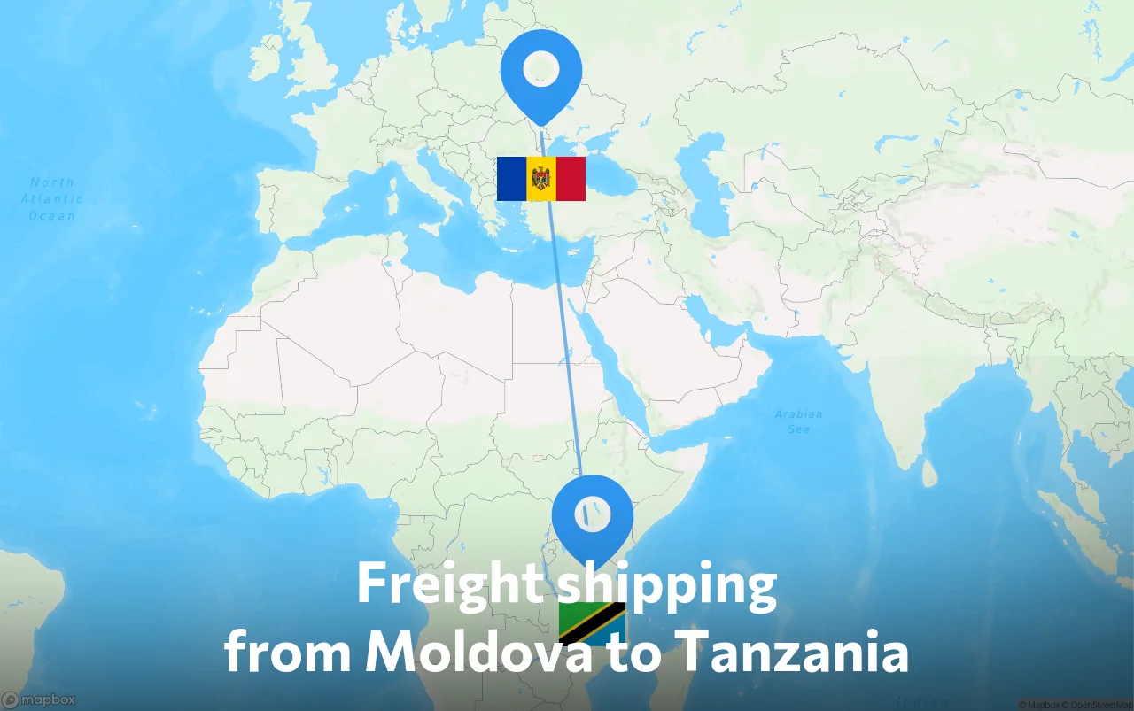 Shipping route from Moldova to Tanzania
