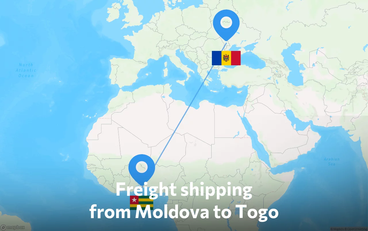 Shipping route from Moldova to Togo