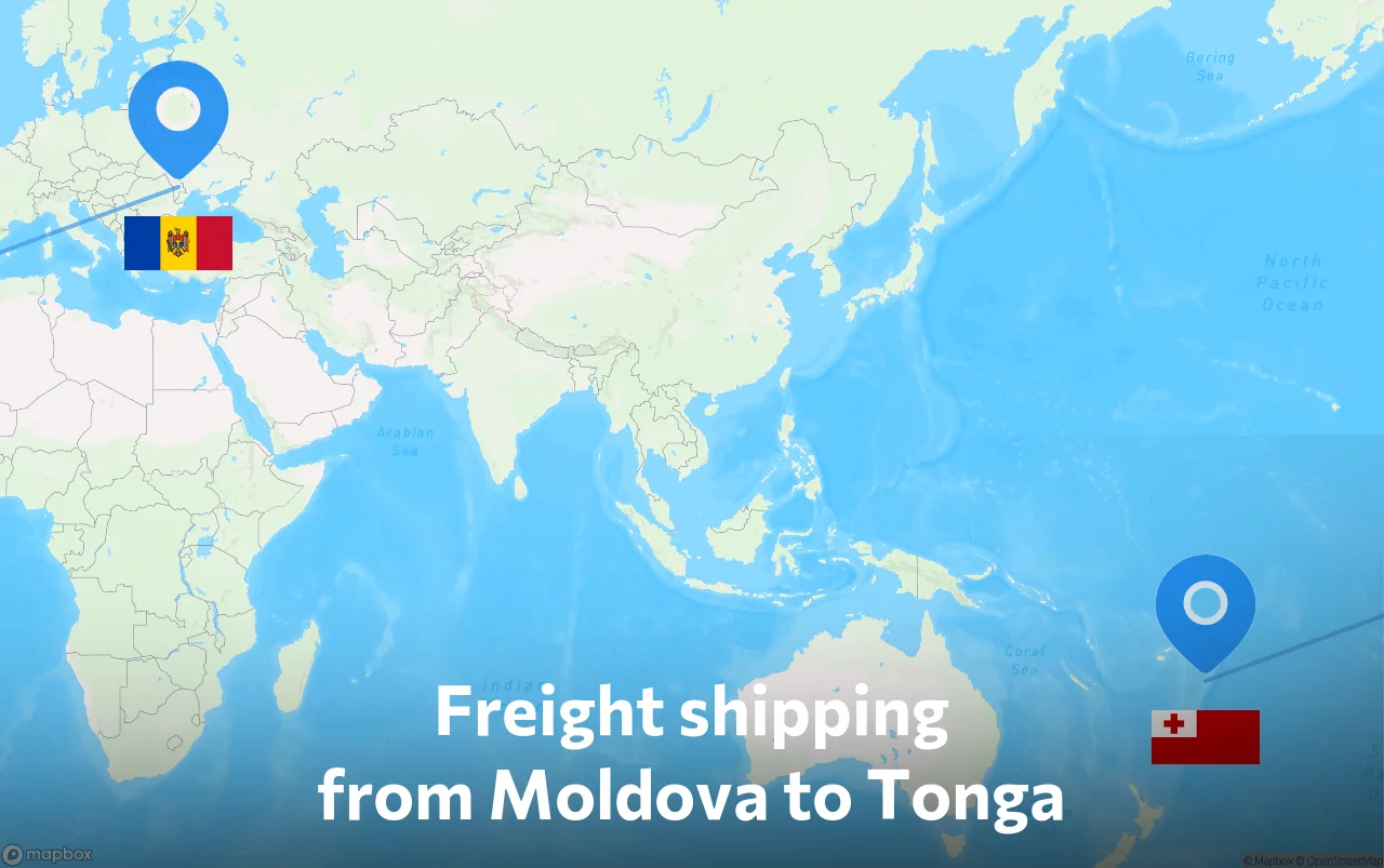 Shipping route from Moldova to Tonga