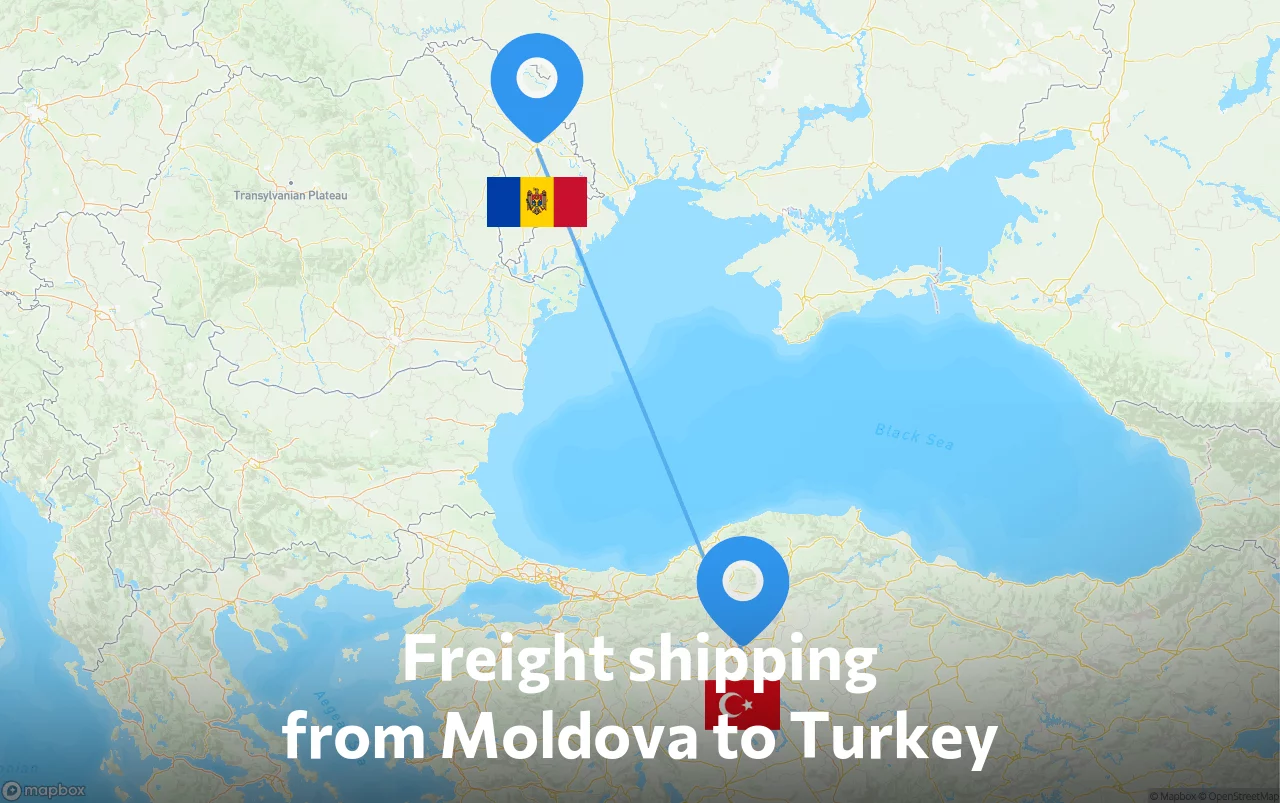 Shipping route from Moldova to Turkey