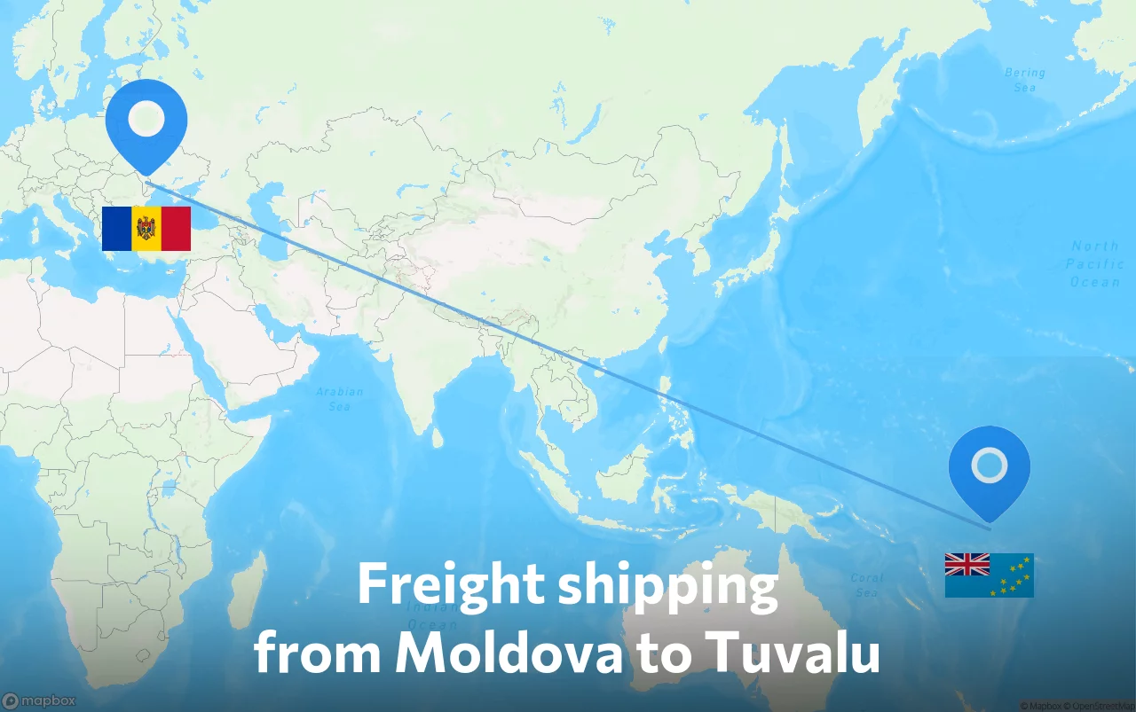 Shipping route from Moldova to Tuvalu