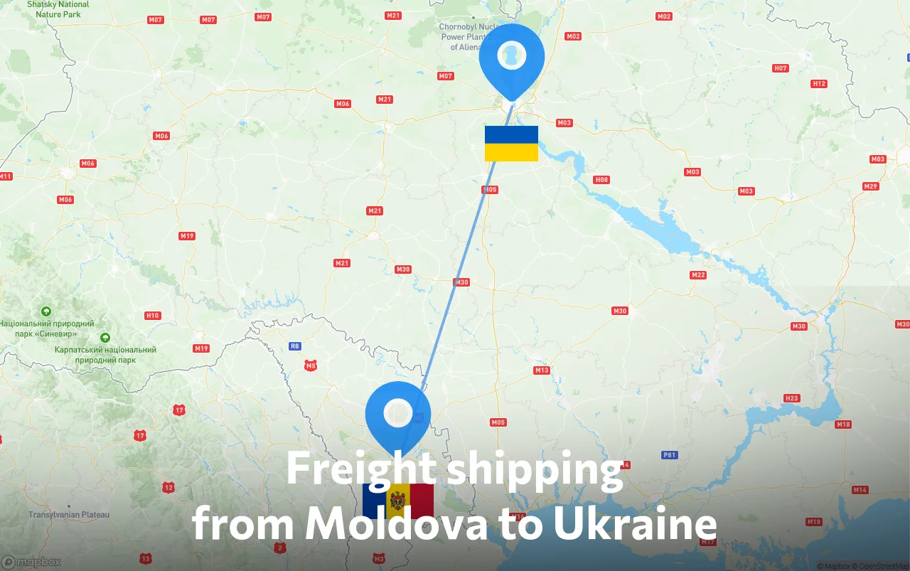 Shipping route from Moldova to Ukraine