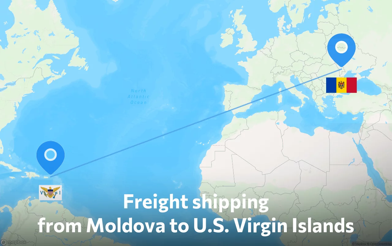 Shipping route from Moldova to U.S. Virgin Islands