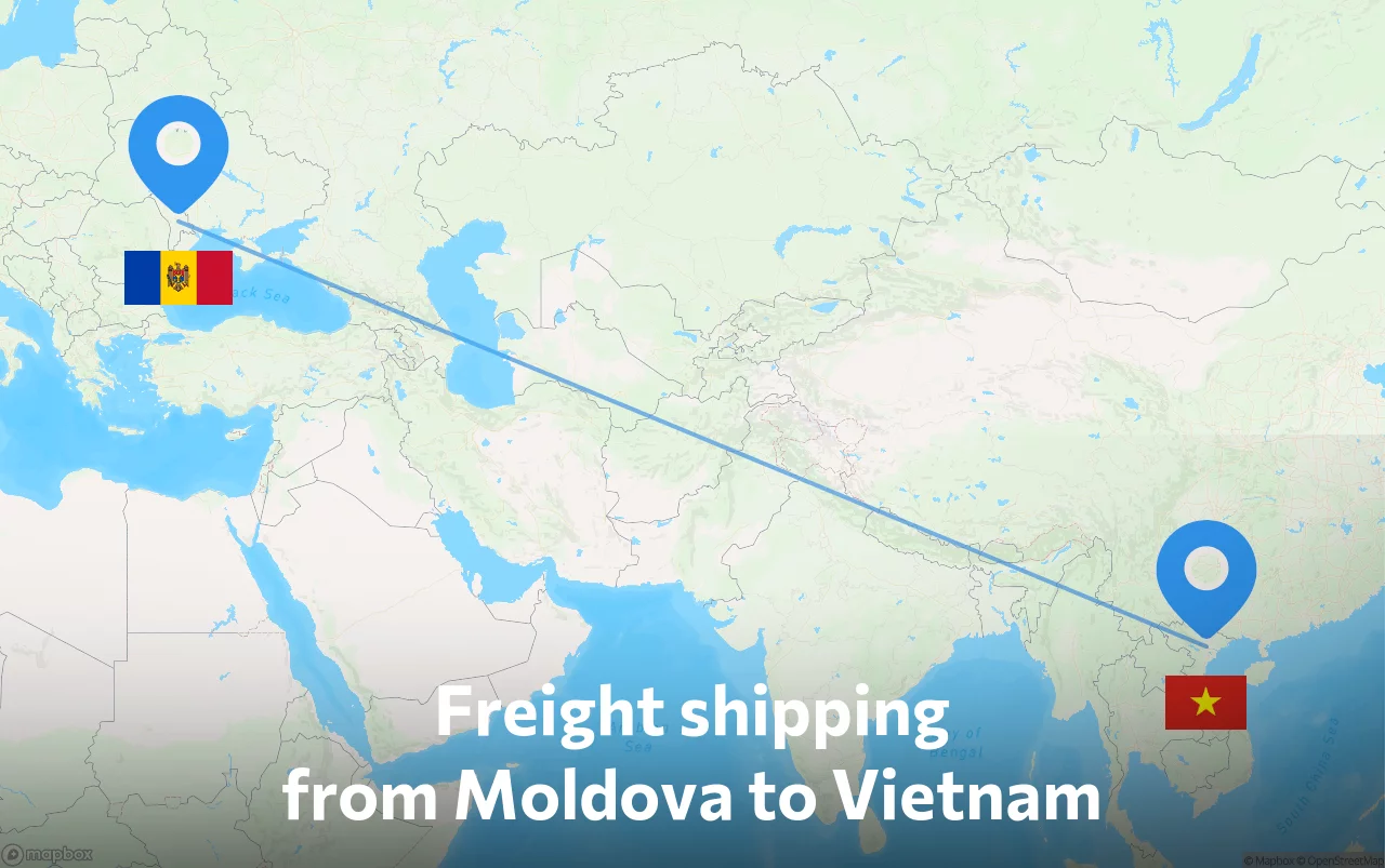 Shipping route from Moldova to Vietnam