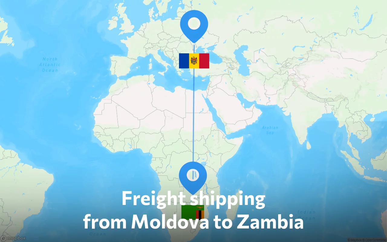 Shipping route from Moldova to Zambia