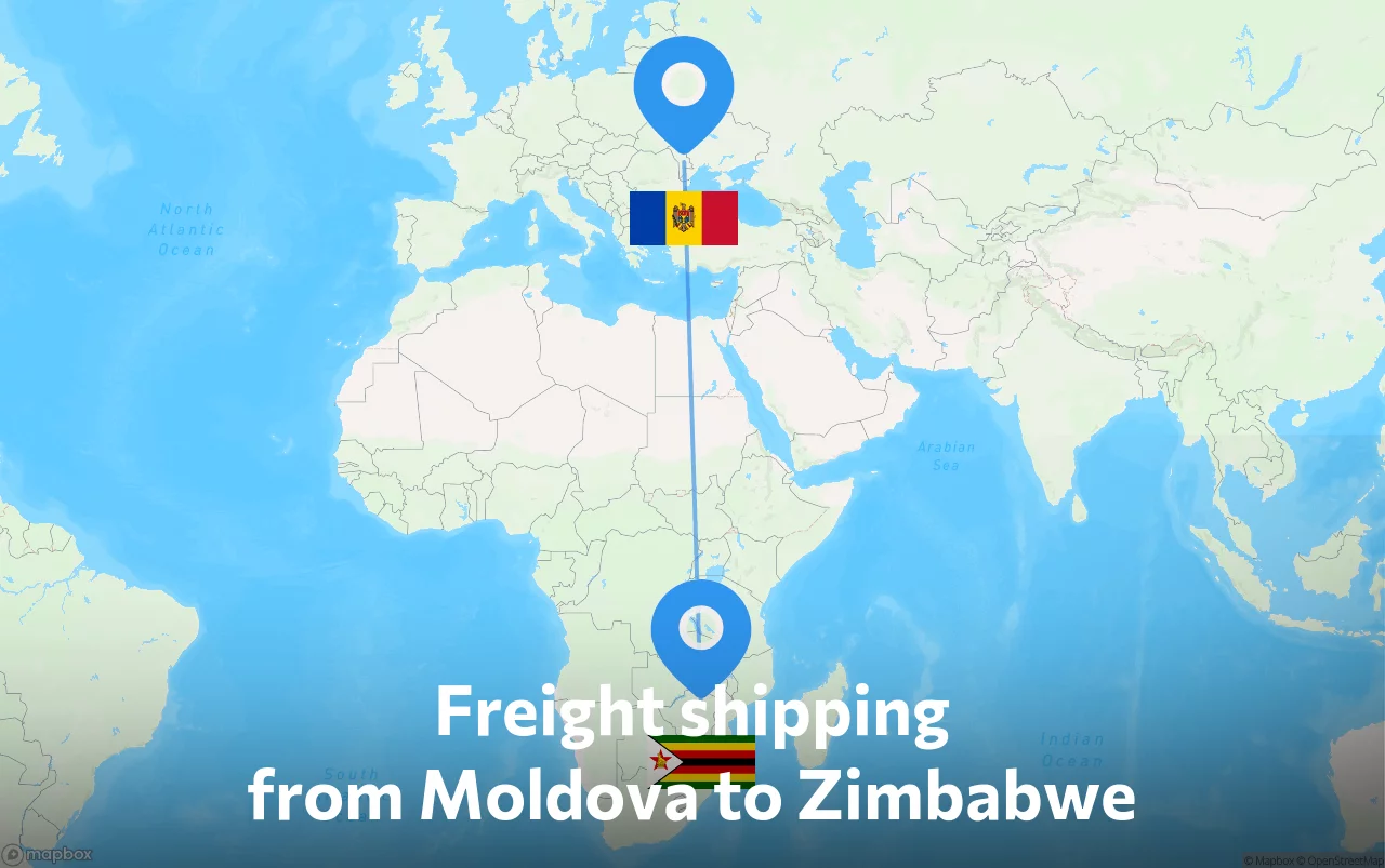 Shipping route from Moldova to Zimbabwe