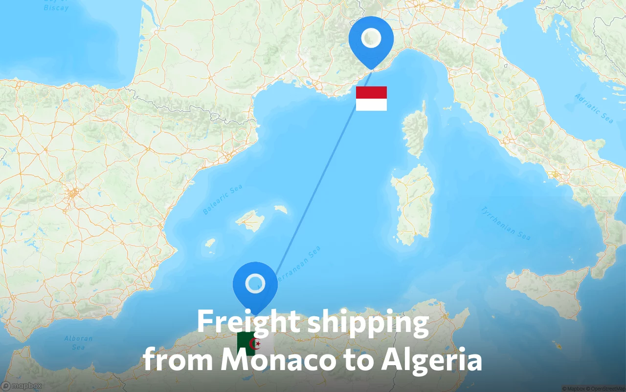 Shipping route from Monaco to Algeria