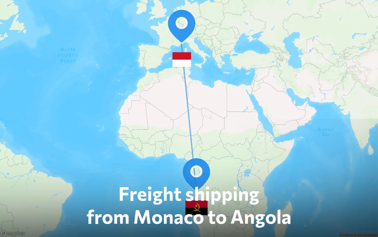 Shipping route from Monaco to Angola