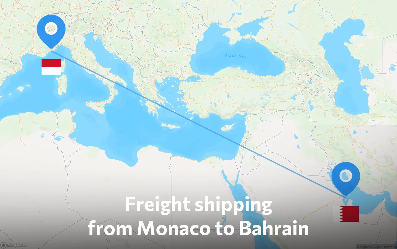Shipping route from Monaco to Bahrain