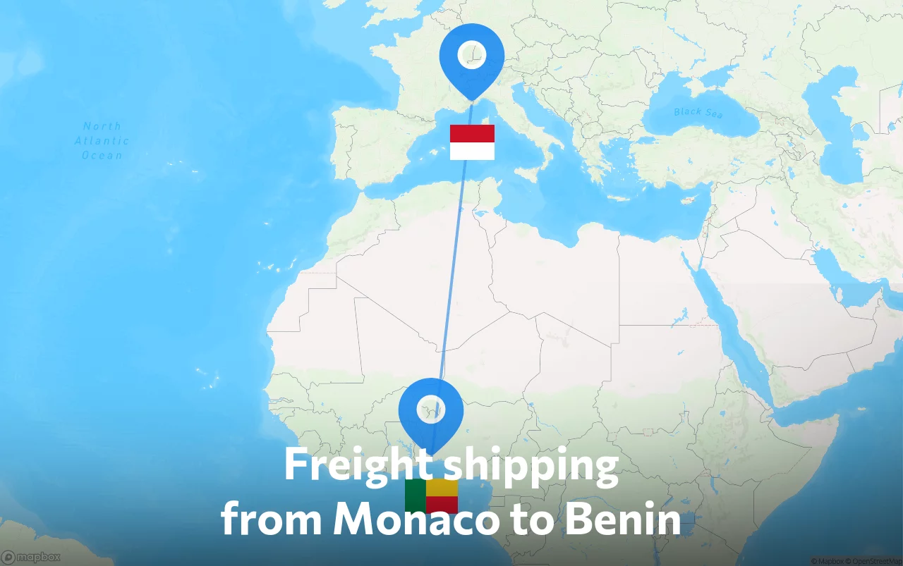 Shipping route from Monaco to Benin