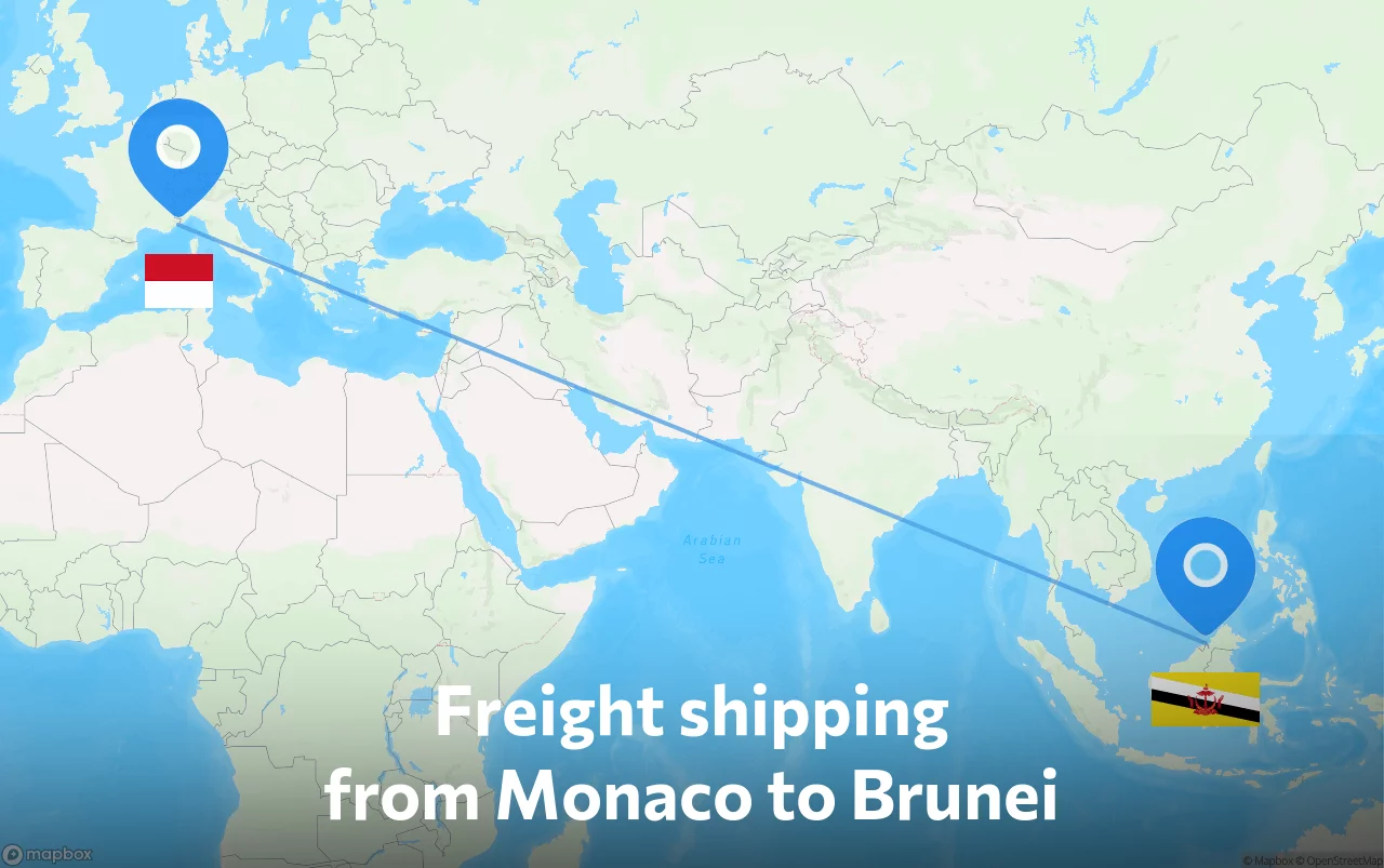 Shipping route from Monaco to Brunei