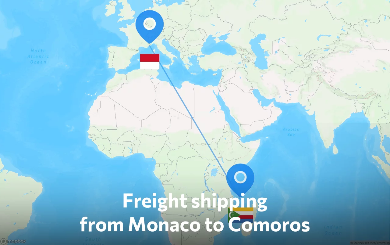 Shipping route from Monaco to Comoros