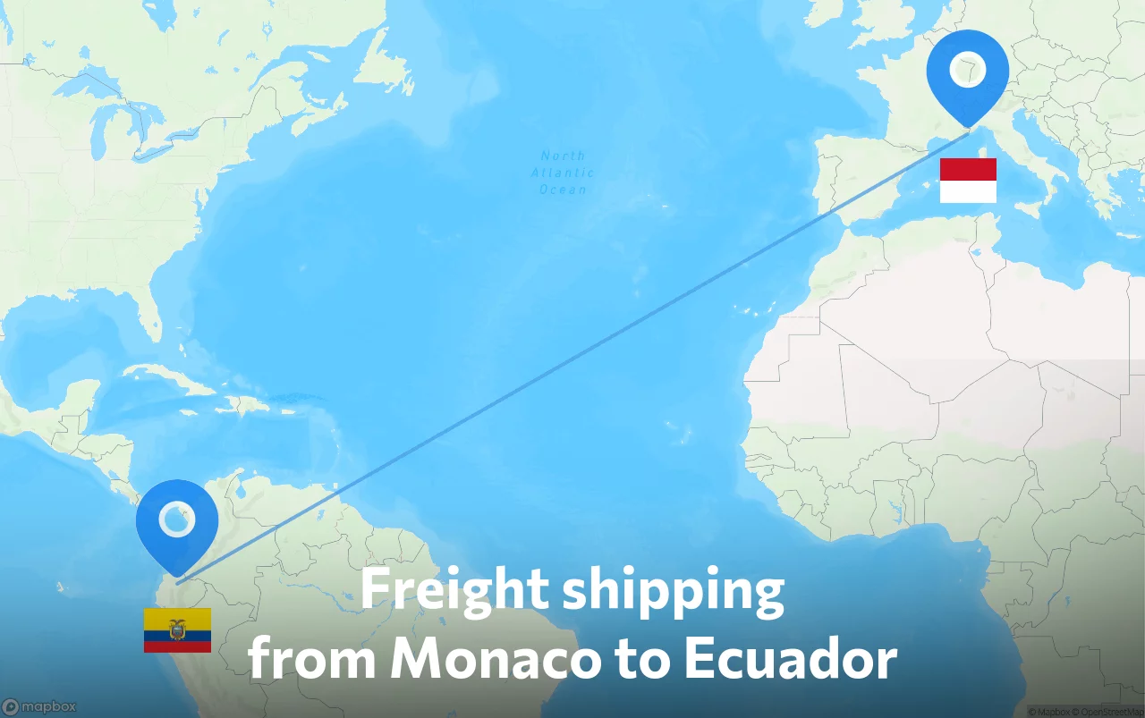 Shipping route from Monaco to Ecuador