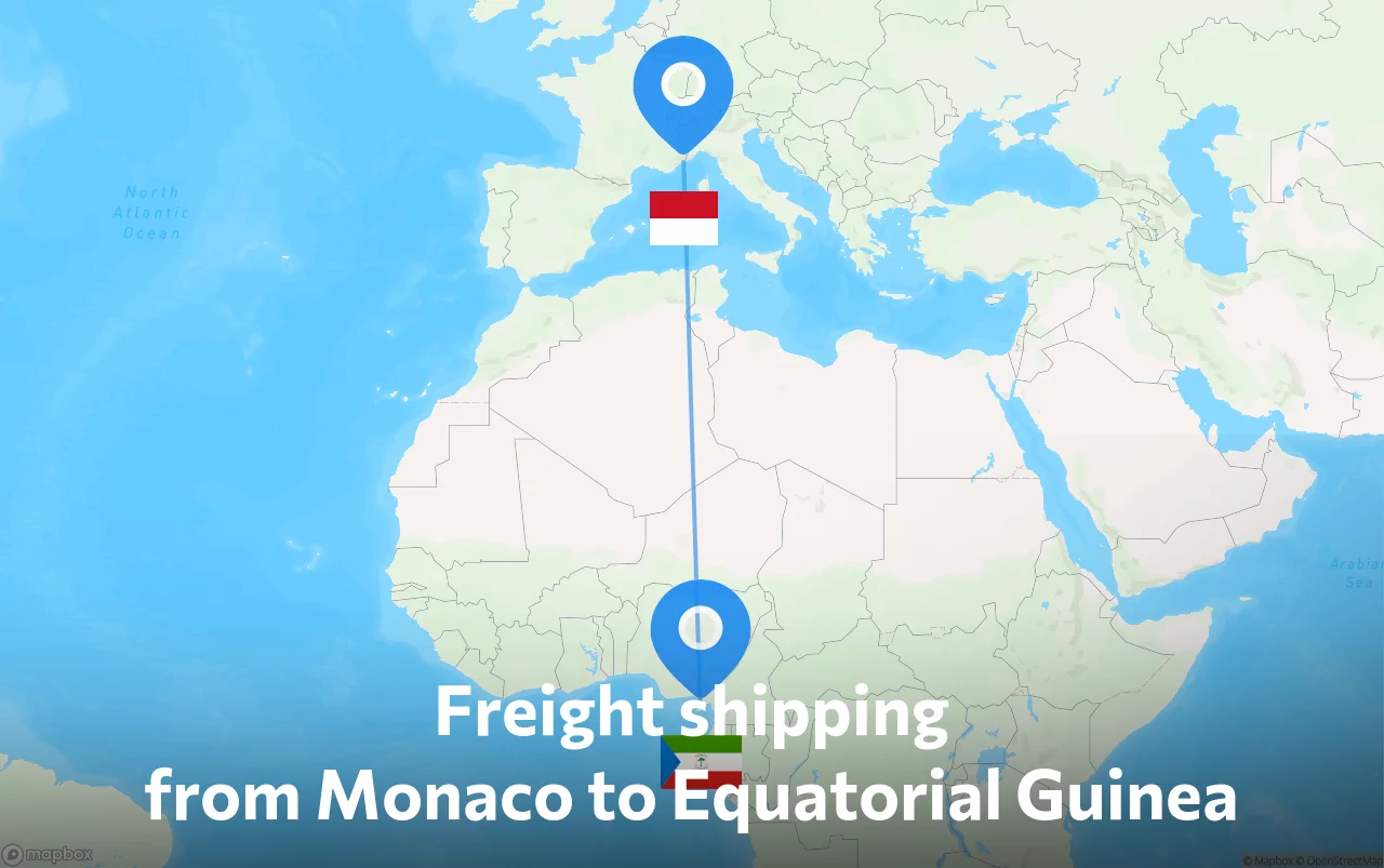 Shipping route from Monaco to Equatorial Guinea