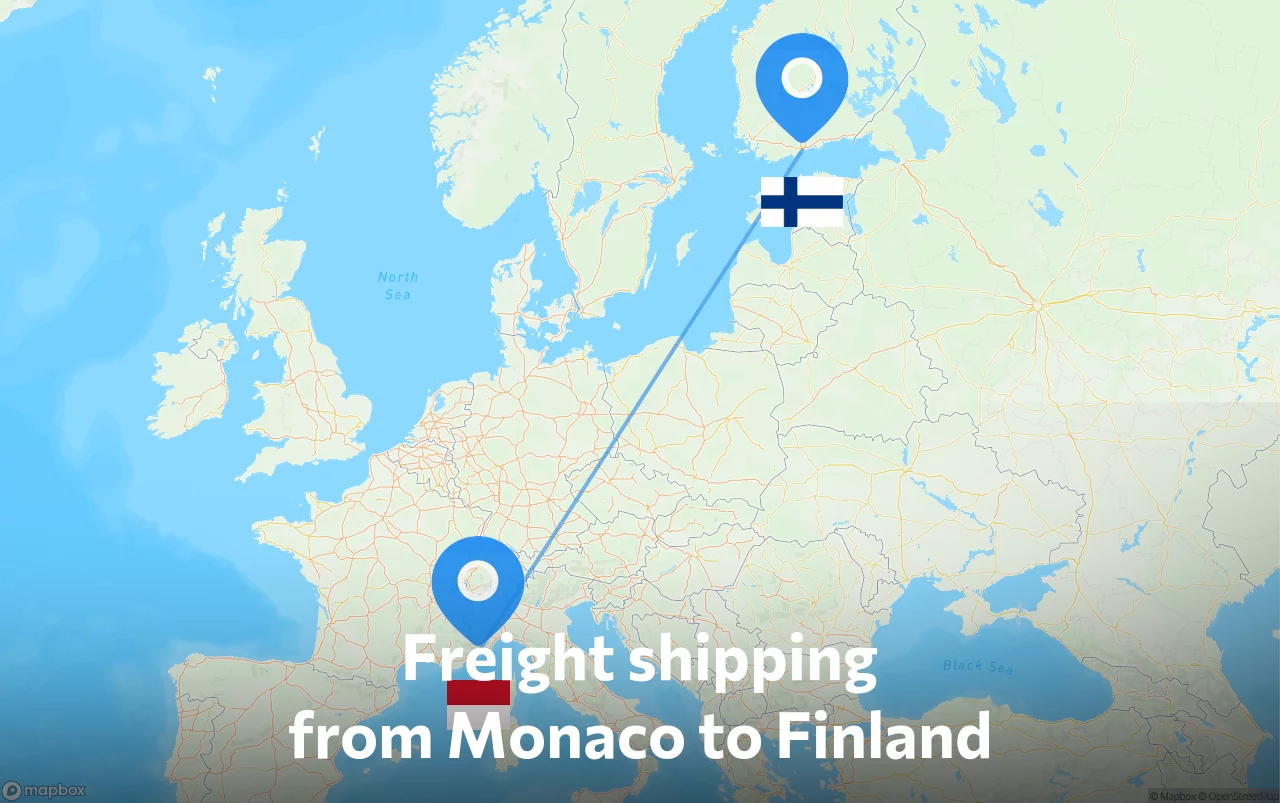 Shipping route from Monaco to Finland