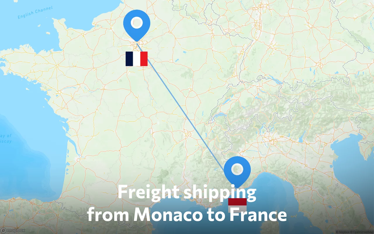 Shipping route from Monaco to France