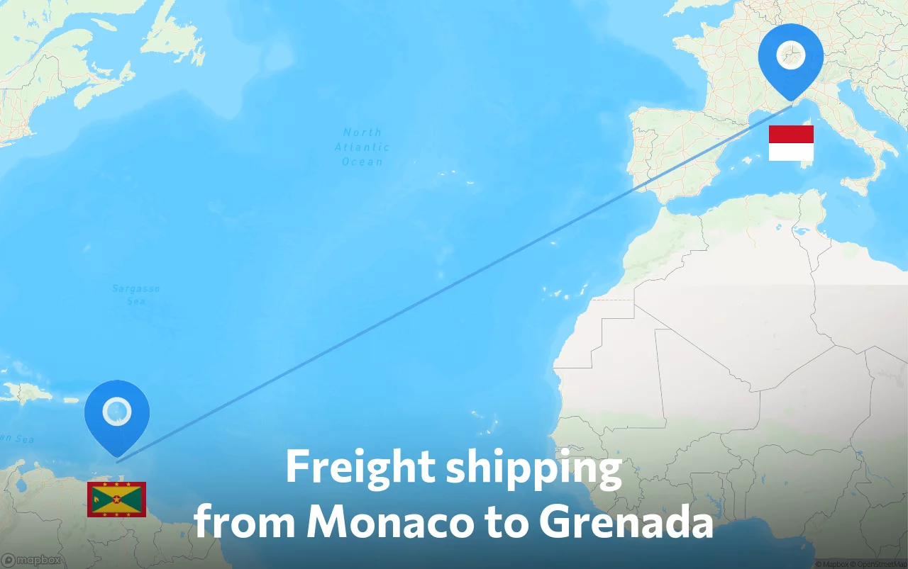 Shipping route from Monaco to Grenada