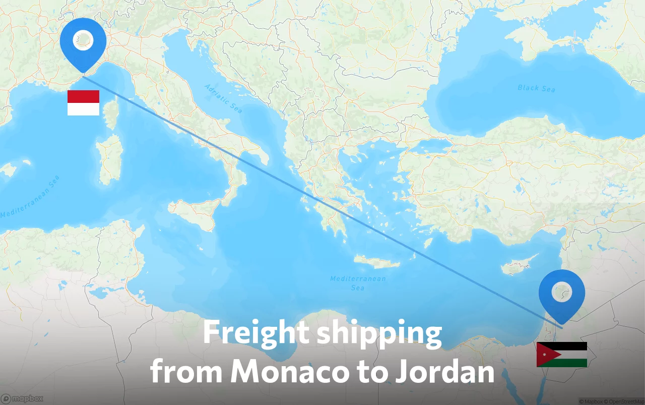Shipping route from Monaco to Jordan