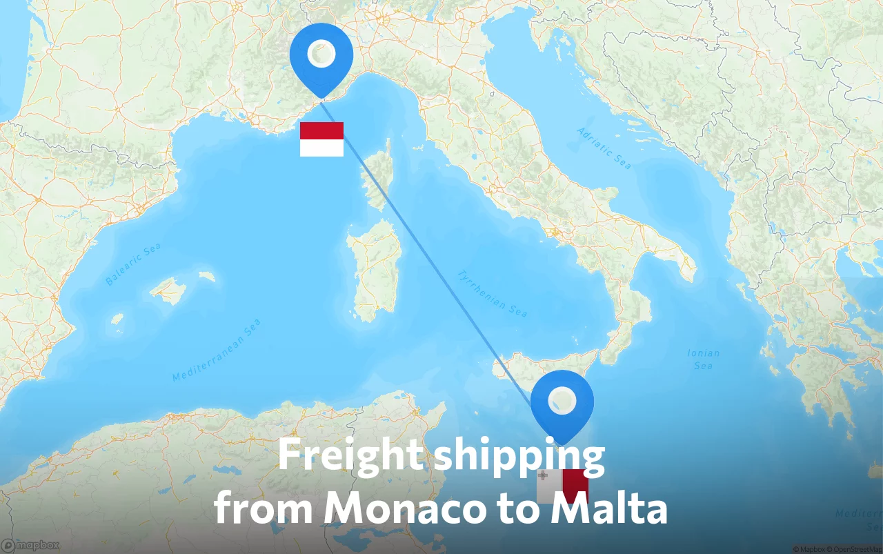 Shipping route from Monaco to Malta