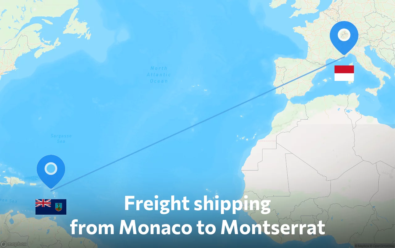 Shipping route from Monaco to Montserrat