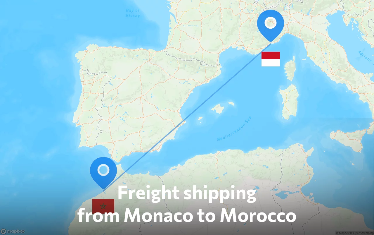 Shipping route from Monaco to Morocco