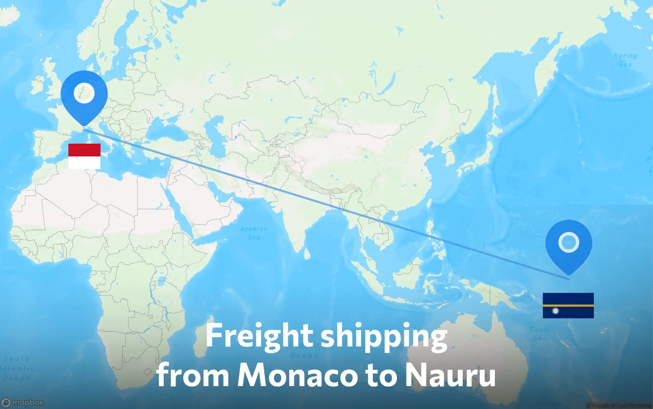 Shipping route from Monaco to Nauru