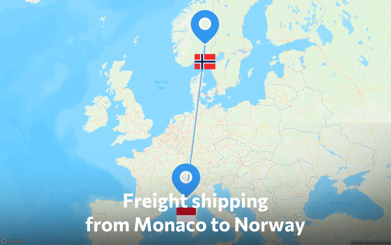 Shipping route from Monaco to Norway