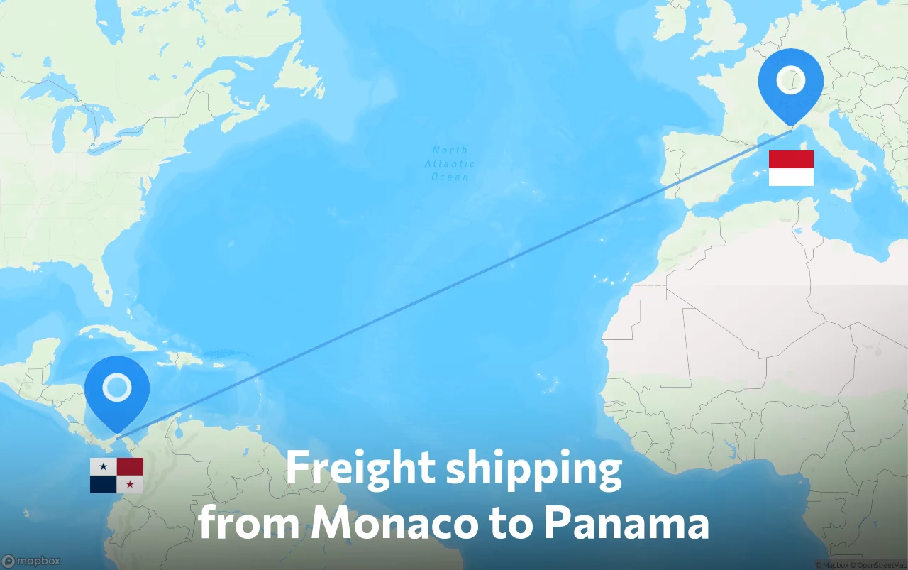 Shipping route from Monaco to Panama