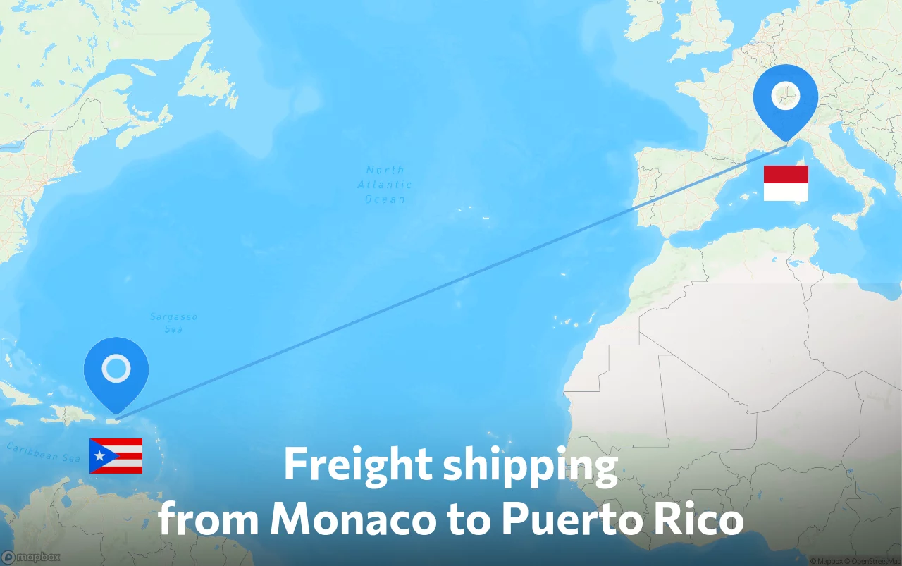 Shipping route from Monaco to Puerto Rico