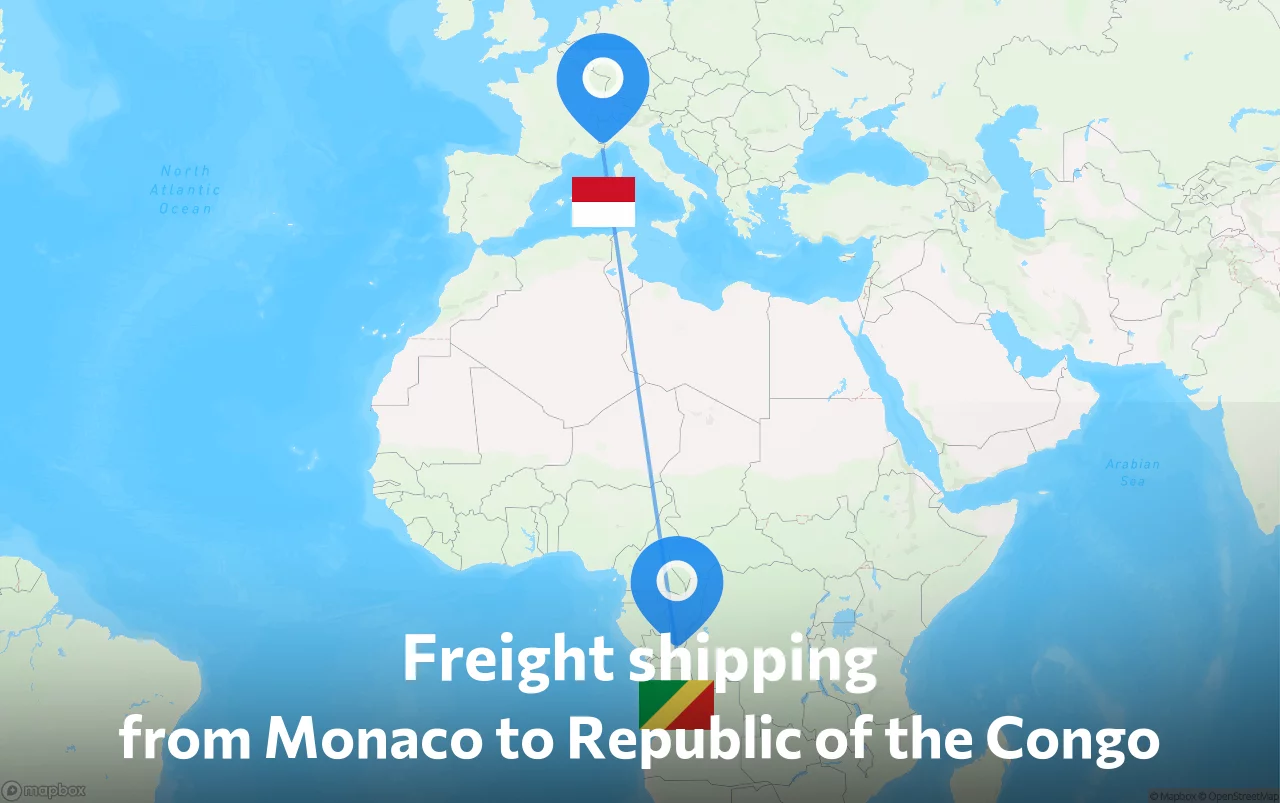 Shipping route from Monaco to Republic of the Congo